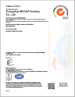 SGS ISO 9001-2015 Certificate of Registration, MOCAP Zhongshan, China